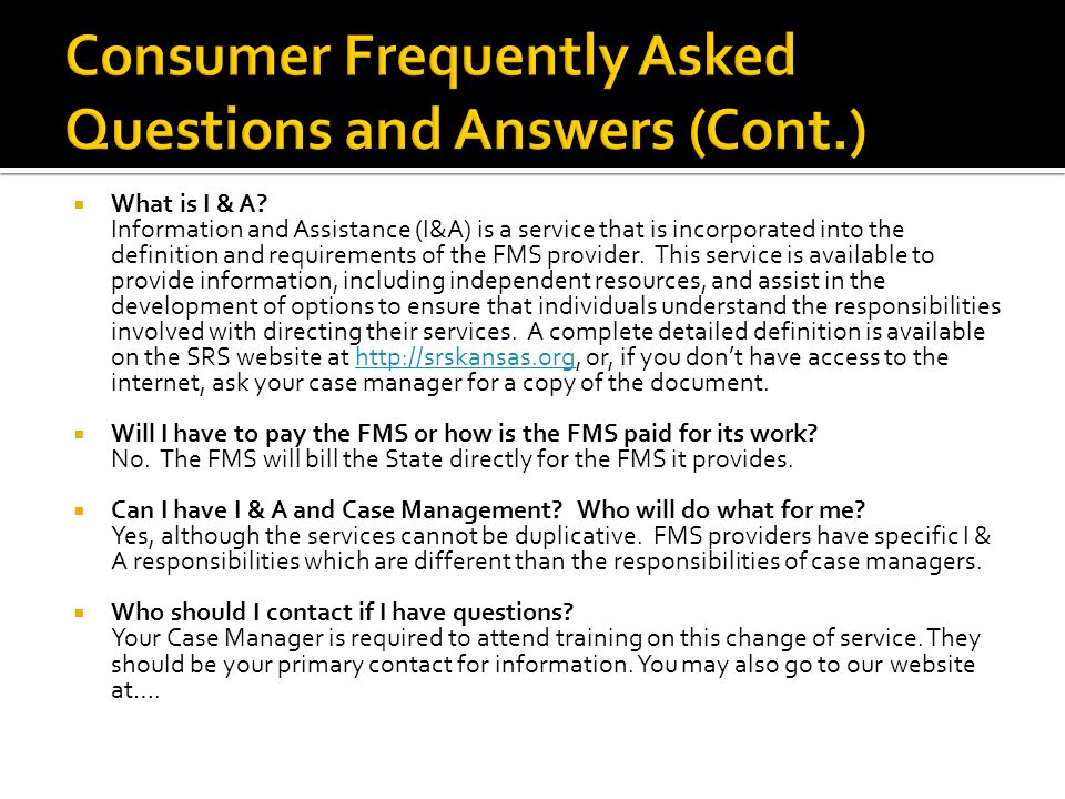 Consumer Frequently Asked Questions