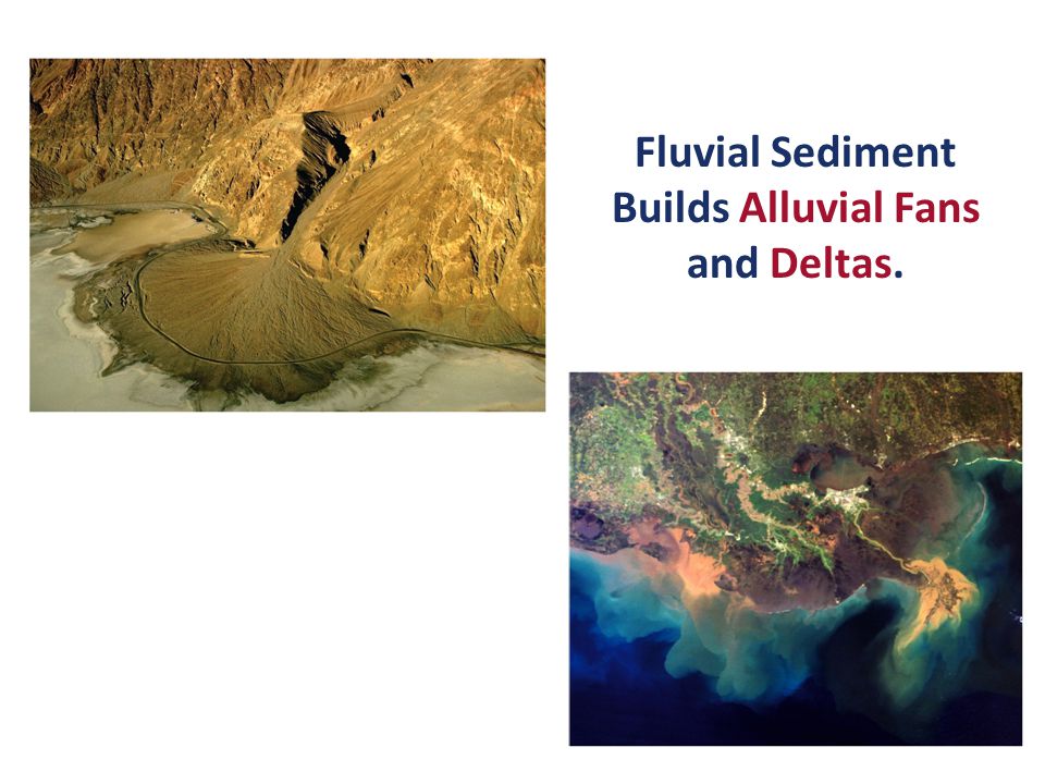 Fluvial Sediment Builds Alluvial Fans and Deltas.