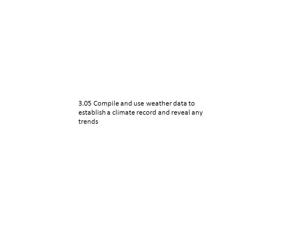 3.05 Compile and use weather data to establish a climate record and reveal any trends