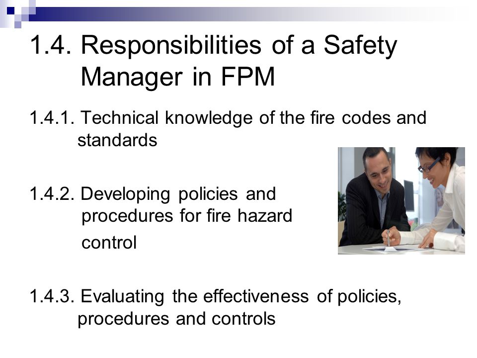 1.4. Responsibilities of a Safety Manager in FPM