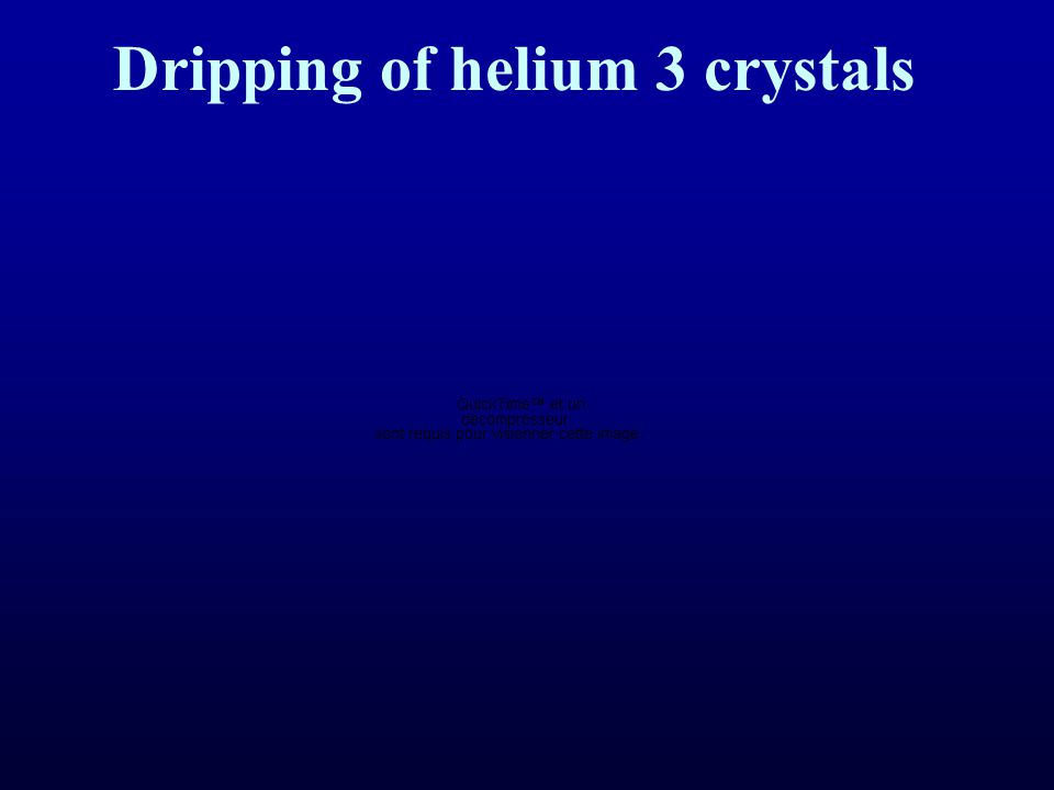 Dripping of helium 3 crystals
