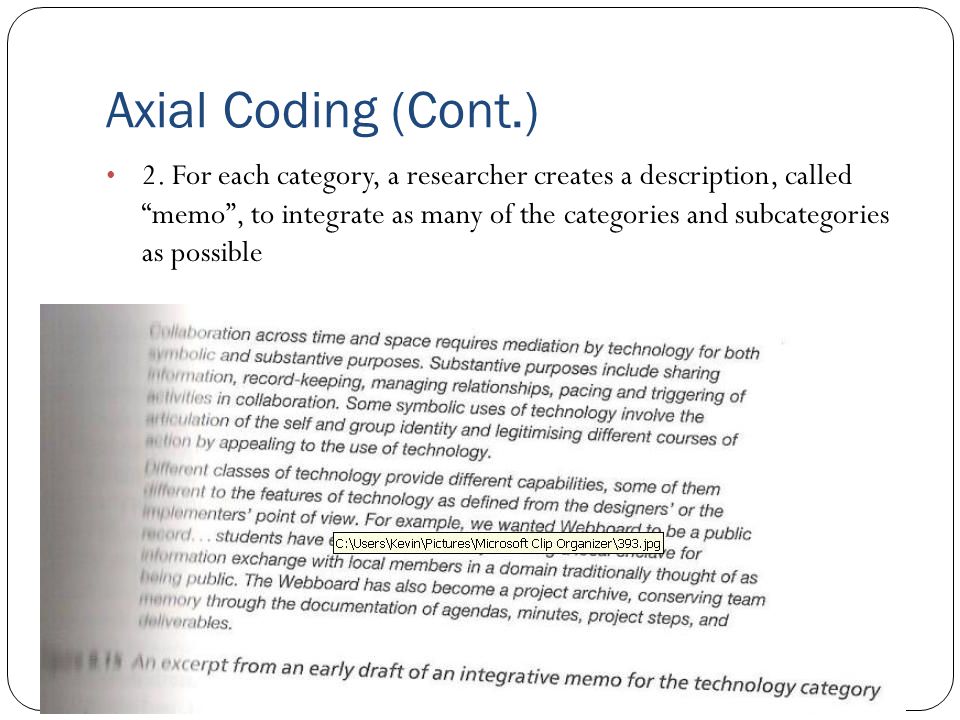 Axial Coding (Cont.) 2.