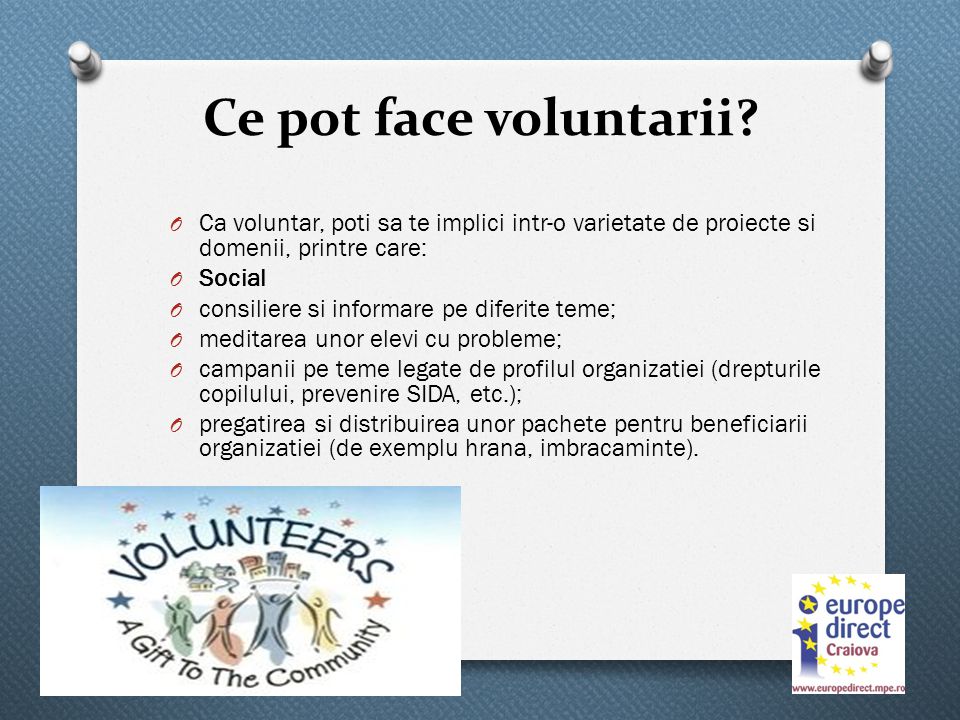 VOLUNTARIATUL 2011 – Anul European al Voluntariatului. - ppt download