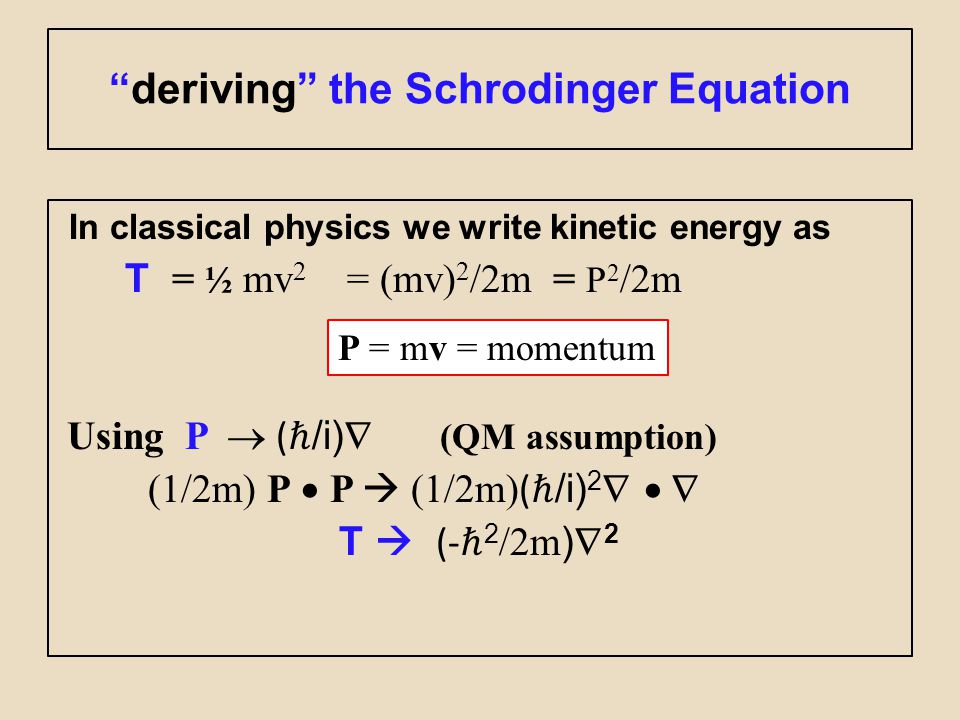 One Assumes 1 Energy E ℏ I T 2 Momentum P ℏ I 3 Particle Probability Density R T I X J Y K Ppt Download