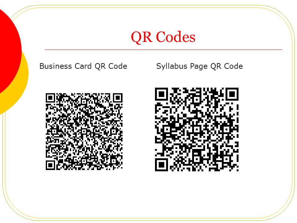 QR Codes Business Card QR CodeSyllabus Page QR Code