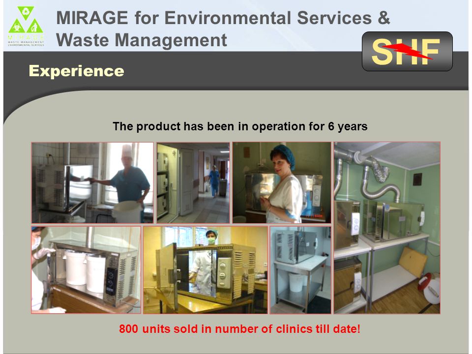 The product has been in operation for 6 years 800 units sold in number of clinics till date.