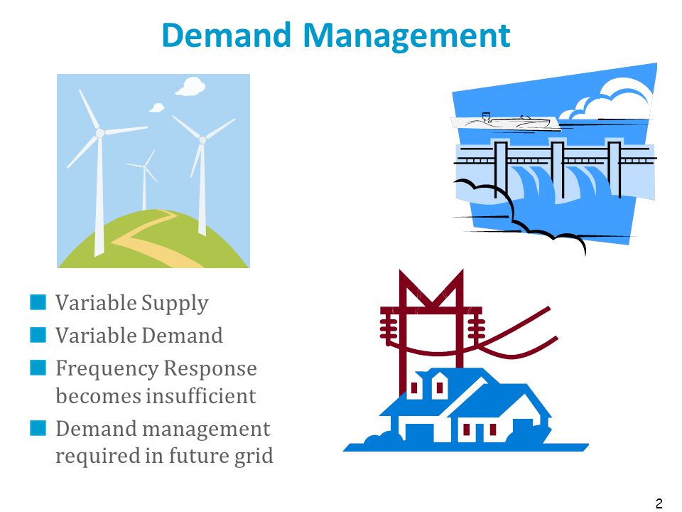 Demand Management Variable Supply Variable Demand Frequency Response becomes insufficient Demand management required in future grid 2