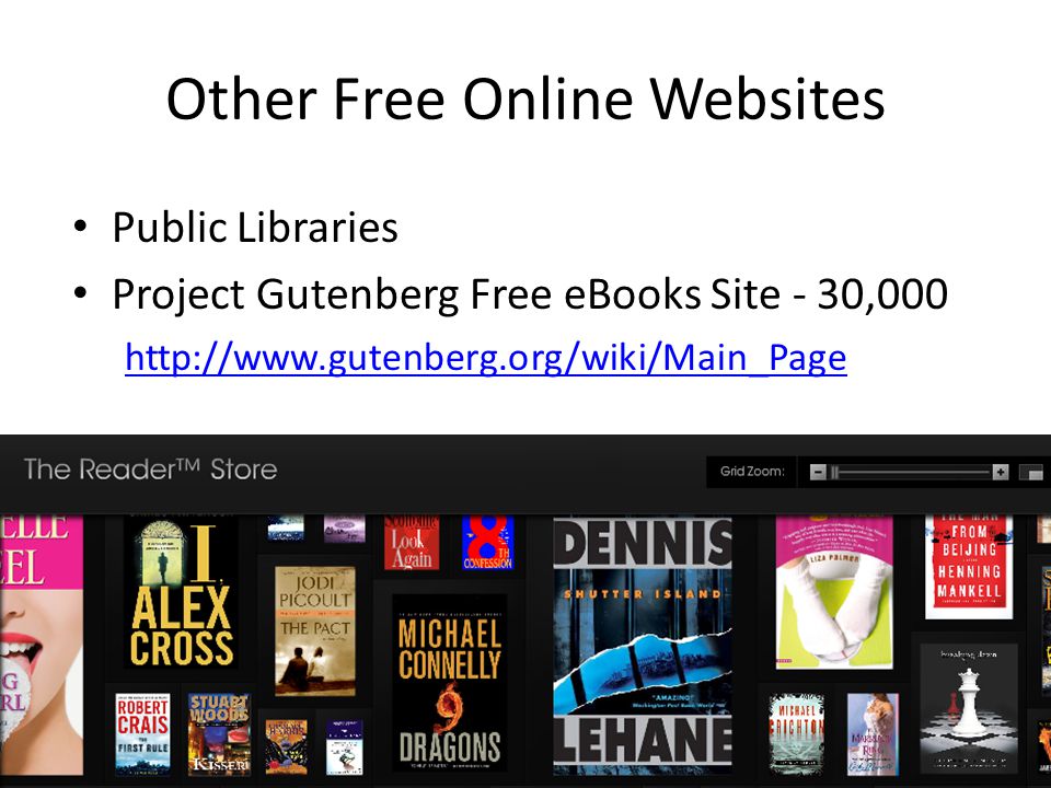 Other Free Online Websites Public Libraries Project Gutenberg Free eBooks Site - 30,000
