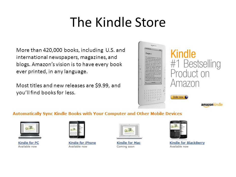 The Kindle Store More than 420,000 books, including U.S.