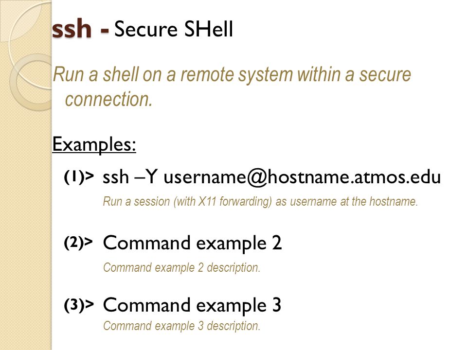 ssh - Run a shell on a remote system within a secure connection.