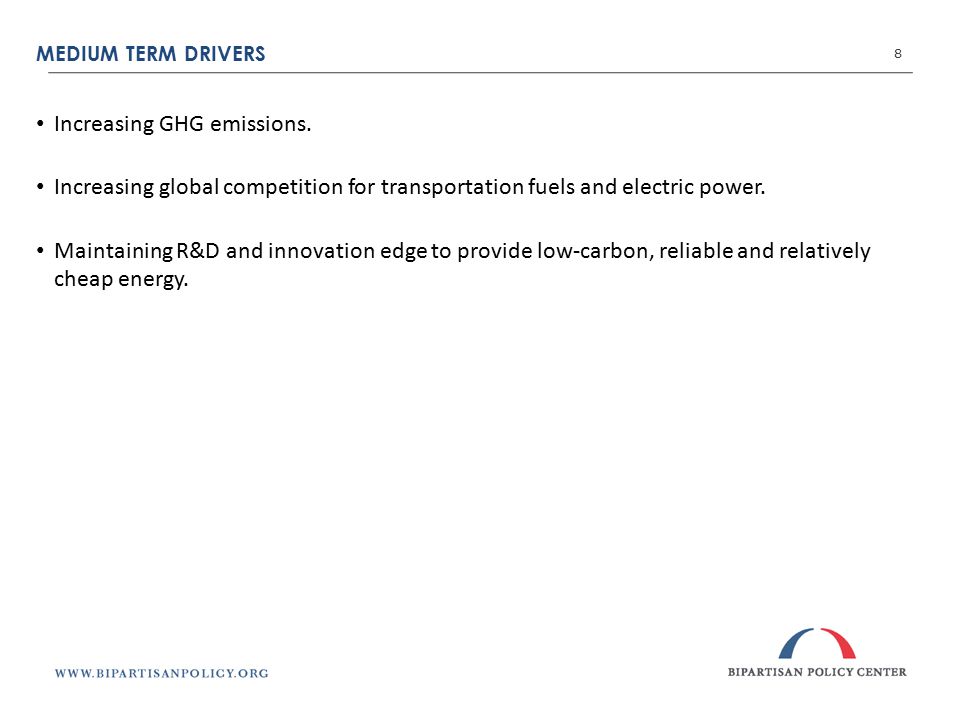 MEDIUM TERM DRIVERS 8 Increasing GHG emissions.