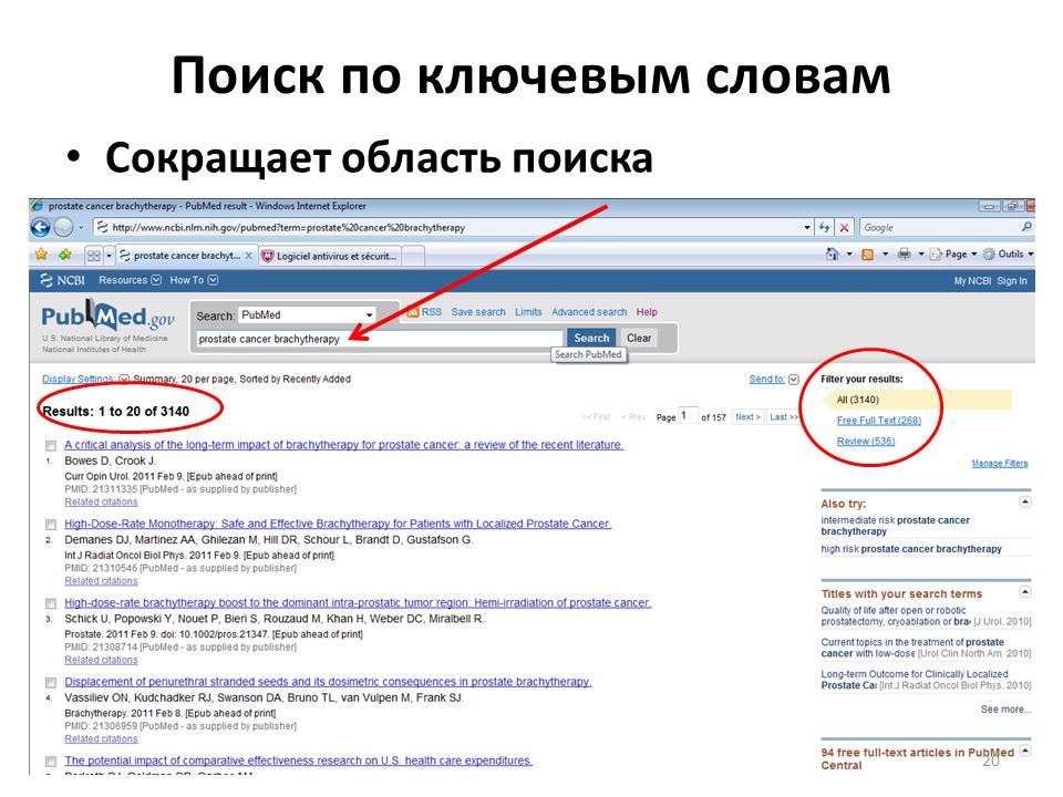 Область поиска. Поиск по ключевым словам. Область сокращение. Поиск по области поисковой.