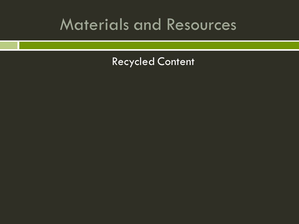 Materials and Resources Recycled Content