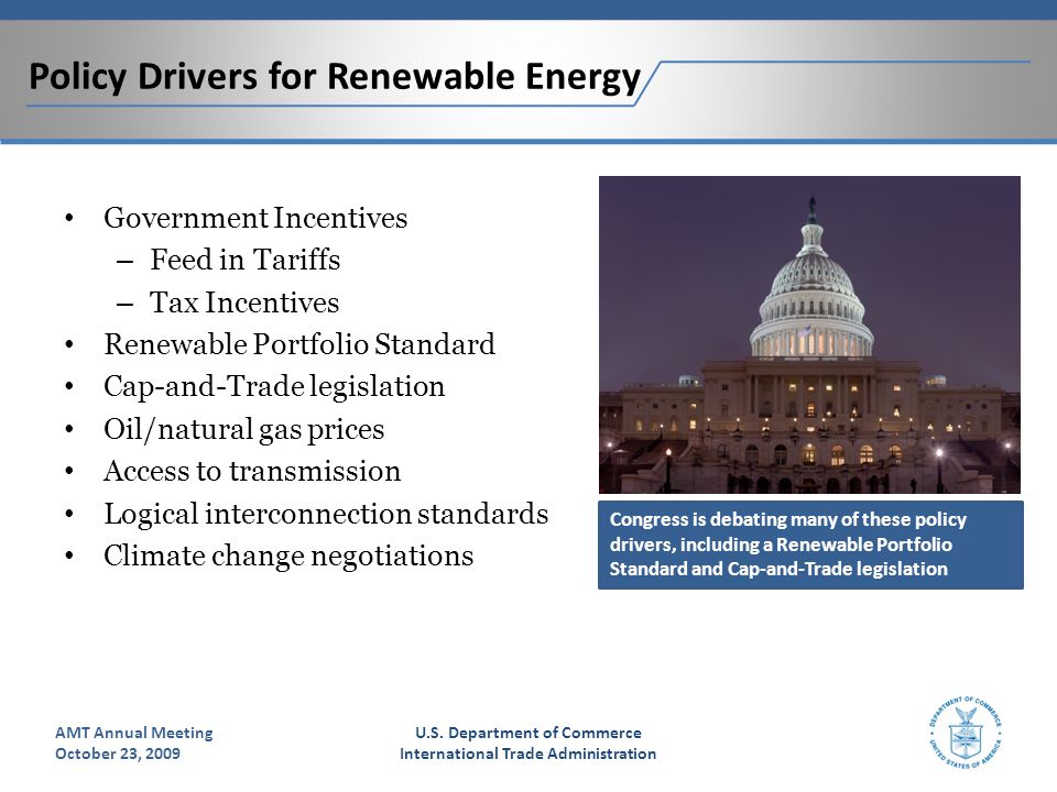 Policy Drivers for Renewable Energy U.S.