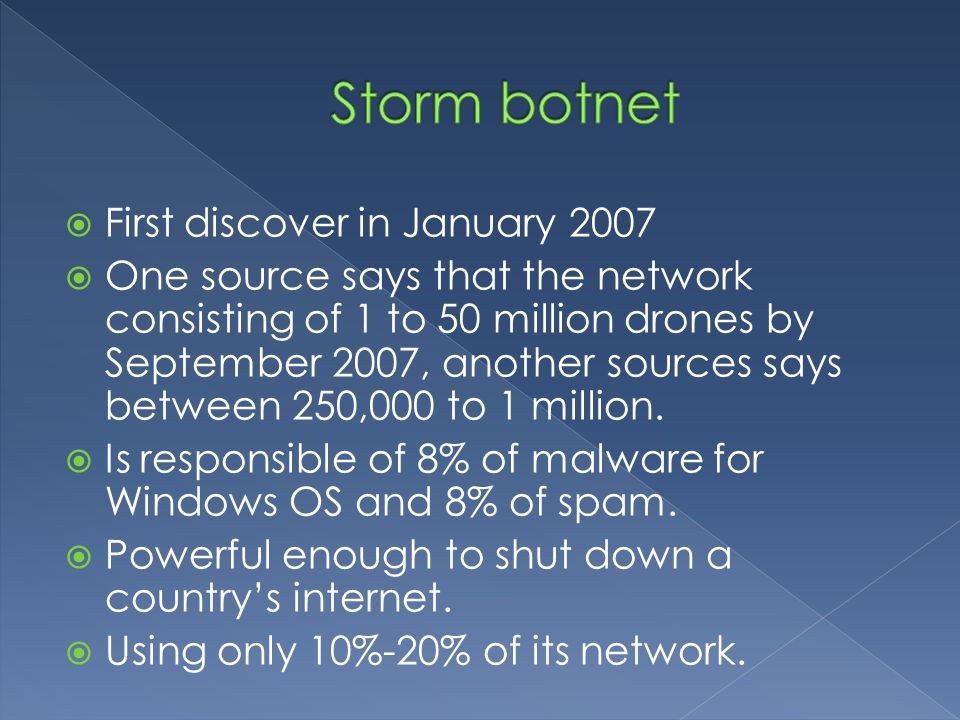 What is a botnet?  How are botnets created?  How are they controlled?   How are bots acquired?  What type of attacks are they responsible for?  -  ppt download