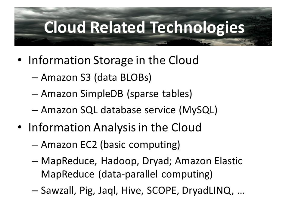 Whither Storm Clouds Cloud Computing For Information