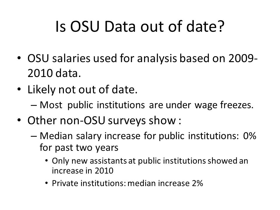 Is OSU Data out of date. OSU salaries used for analysis based on data.