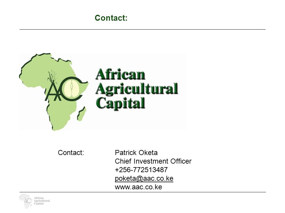 Contact: Patrick Oketa Chief Investment Officer Contact: