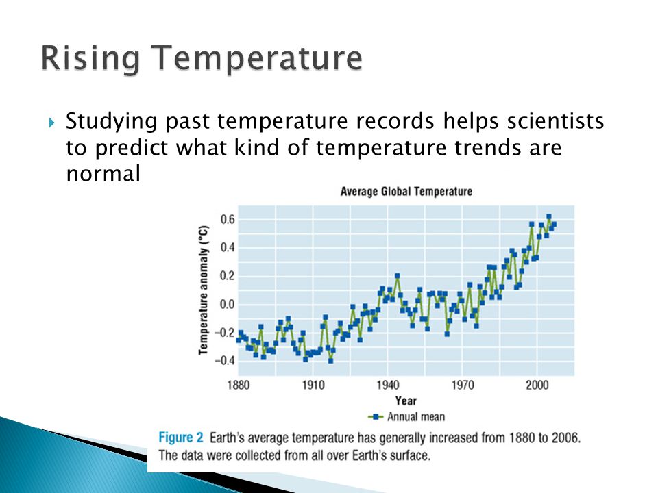  Studying past temperature records helps scientists to predict what kind of temperature trends are normal