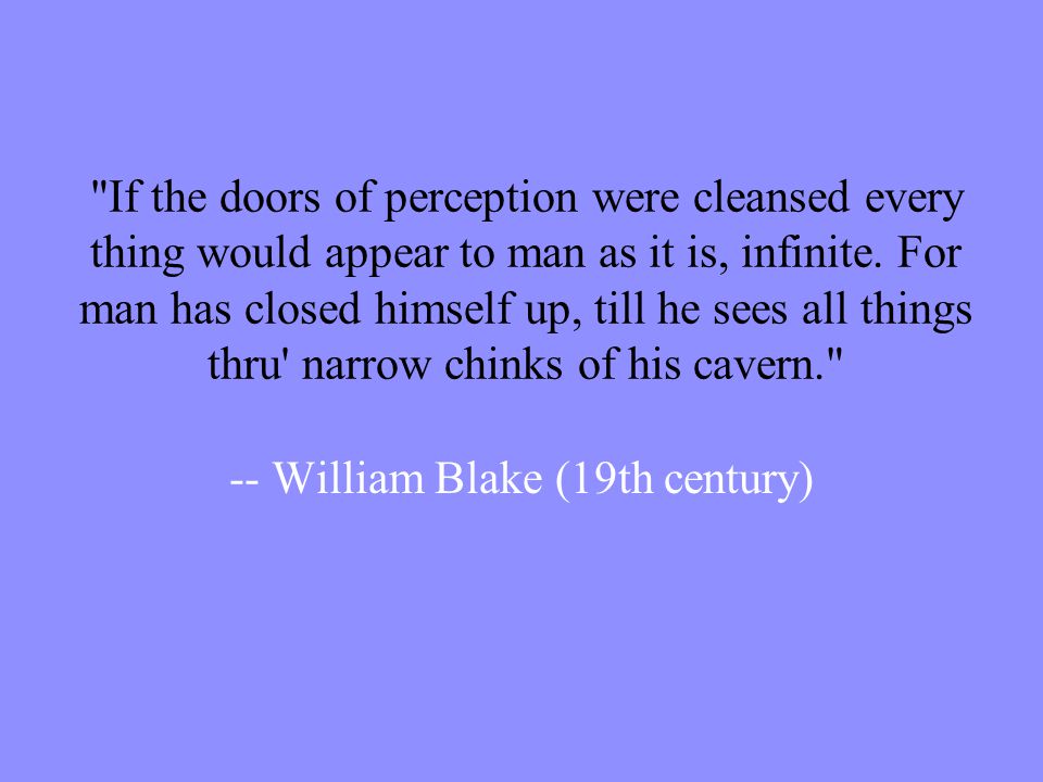 If The Doors Of Perception Were Cleansed Every Thing Would