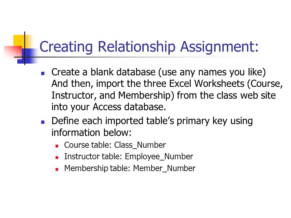 relationship and query assignment creating relationship assignment access database assignment