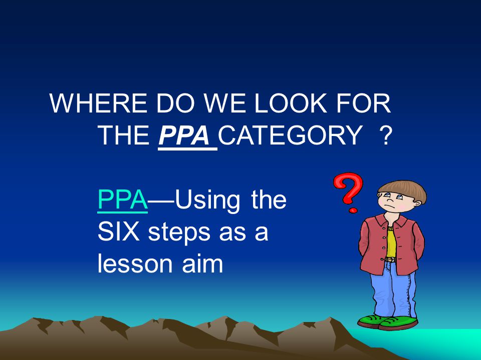 WHERE DO WE LOOK FOR THE PPA CATEGORY PPAPPA—Using the SIX steps as a lesson aim