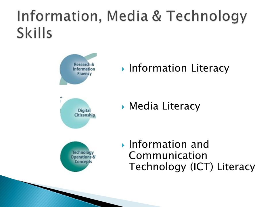  Information Literacy  Media Literacy  Information and Communication Technology (ICT) Literacy