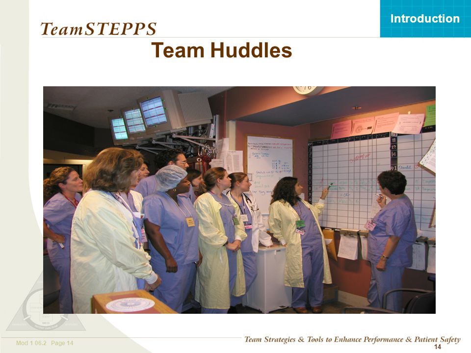 T EAM STEPPS 05.2 Mod Page 14 Introduction Mod Page Team Huddles