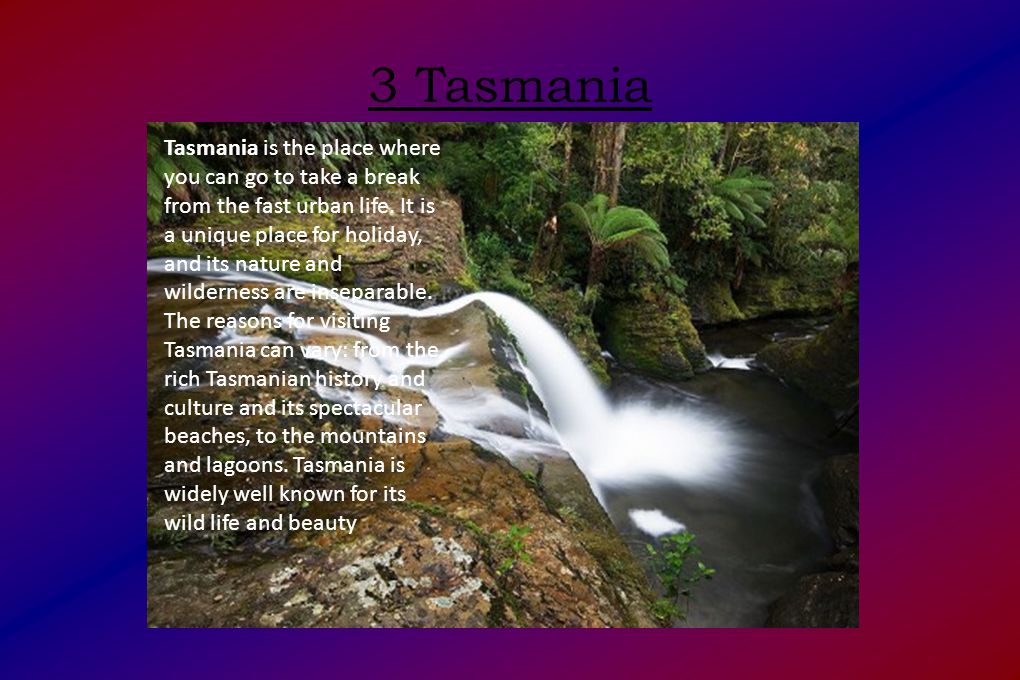 3 Tasmania Tasmania is the place where you can go to take a break from the fast urban life.