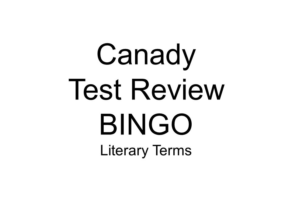 Canady Test Review BINGO Literary Terms