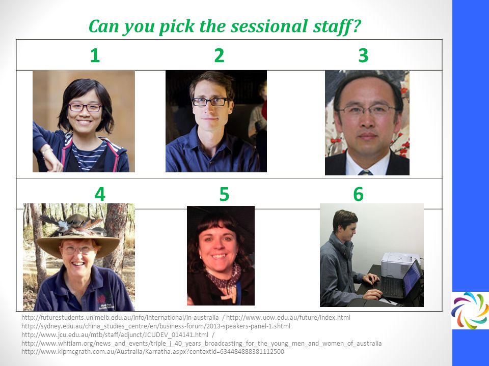 Can you pick the sessional staff.