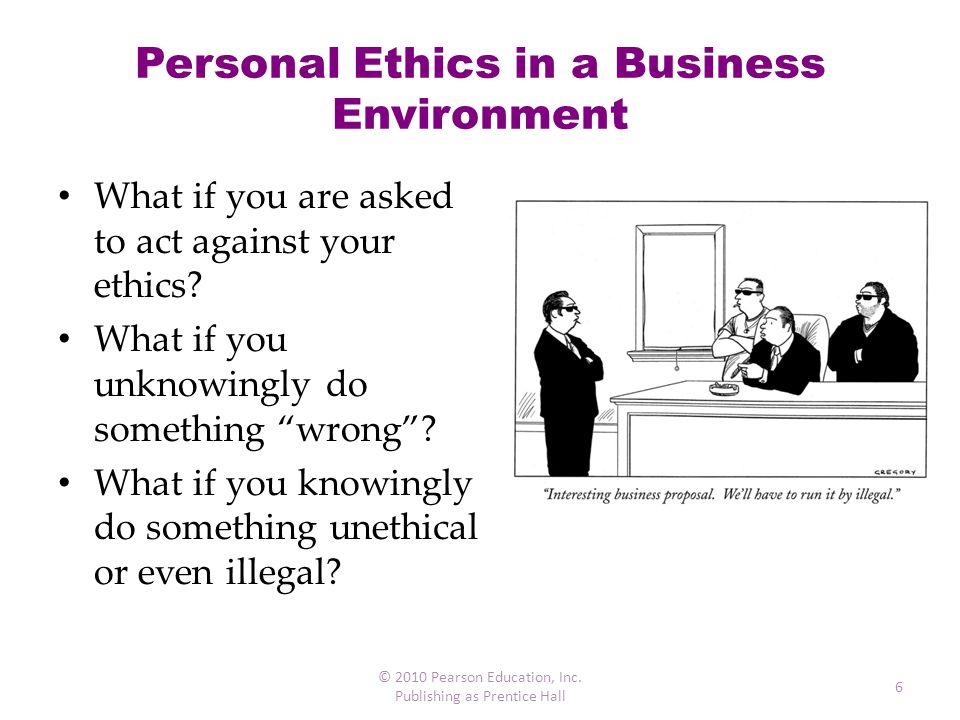 Personal Ethics in a Business Environment What if you are asked to act against your ethics.