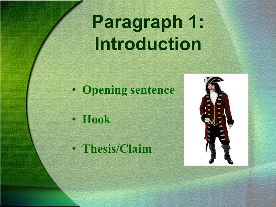 Paragraph 1: Introduction Opening sentence Hook Thesis/Claim