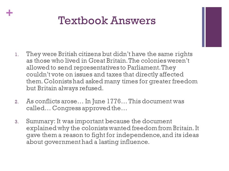 + Textbook Answers 1.