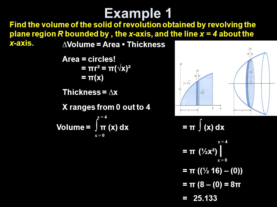Example 1 ∆Volume = Area Thickness Area = circles.