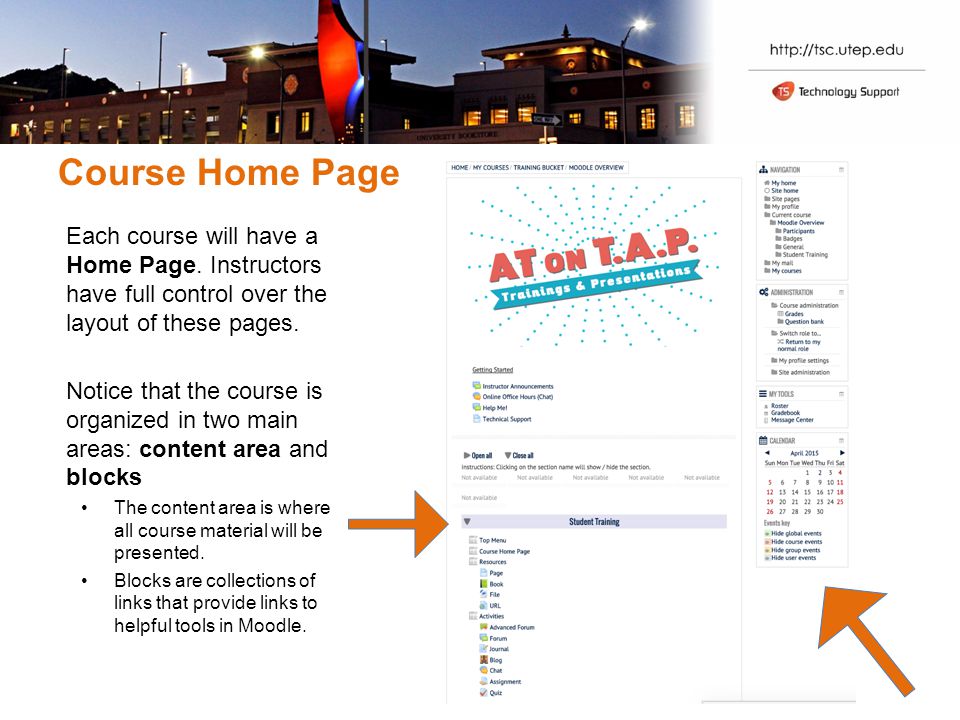 Course Home Page Each course will have a Home Page.