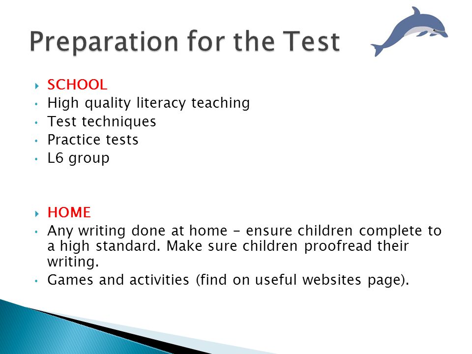  SCHOOL High quality literacy teaching Test techniques Practice tests L6 group  HOME Any writing done at home - ensure children complete to a high standard.