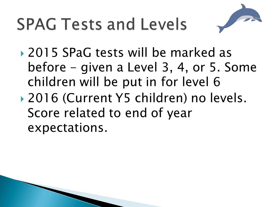  2015 SPaG tests will be marked as before - given a Level 3, 4, or 5.