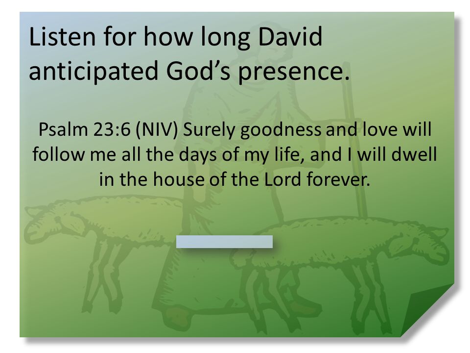 Listen for how long David anticipated God’s presence.