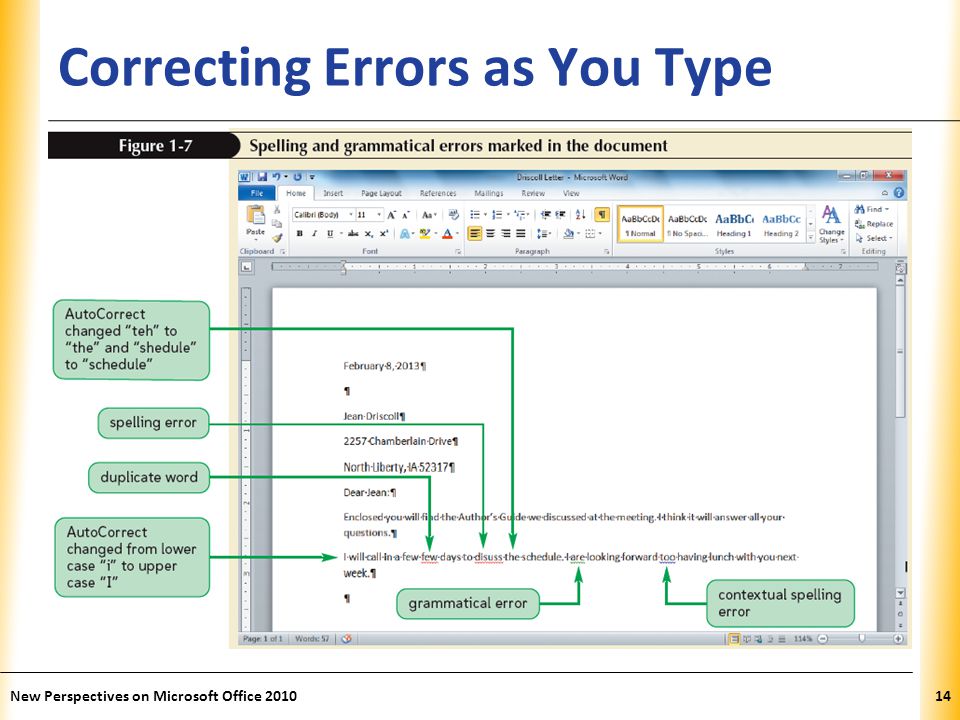 XP Correcting Errors as You Type New Perspectives on Microsoft Office