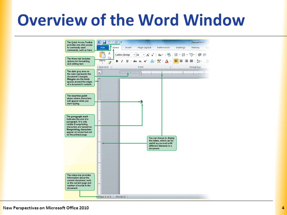XP Overview of the Word Window New Perspectives on Microsoft Office 20104