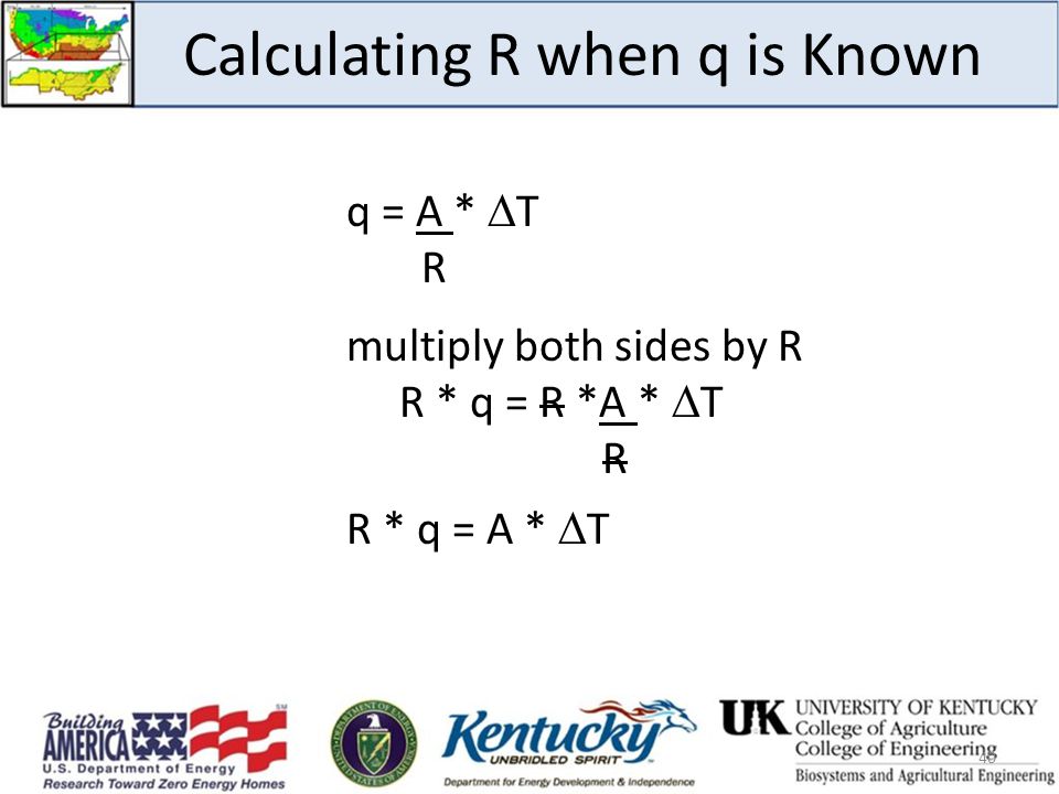 Calculating R when q is Known 40 q = A *  T R multiply both sides by R R * q = R *A *  T R R * q = A *  T