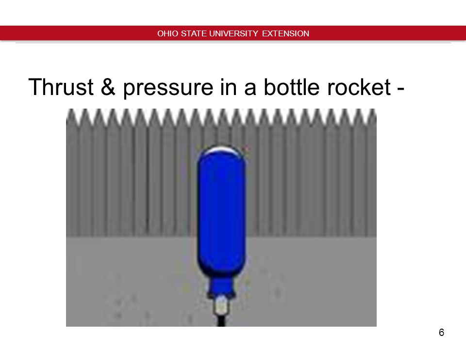 6 OHIO STATE UNIVERSITY EXTENSION Thrust & pressure in a bottle rocket -