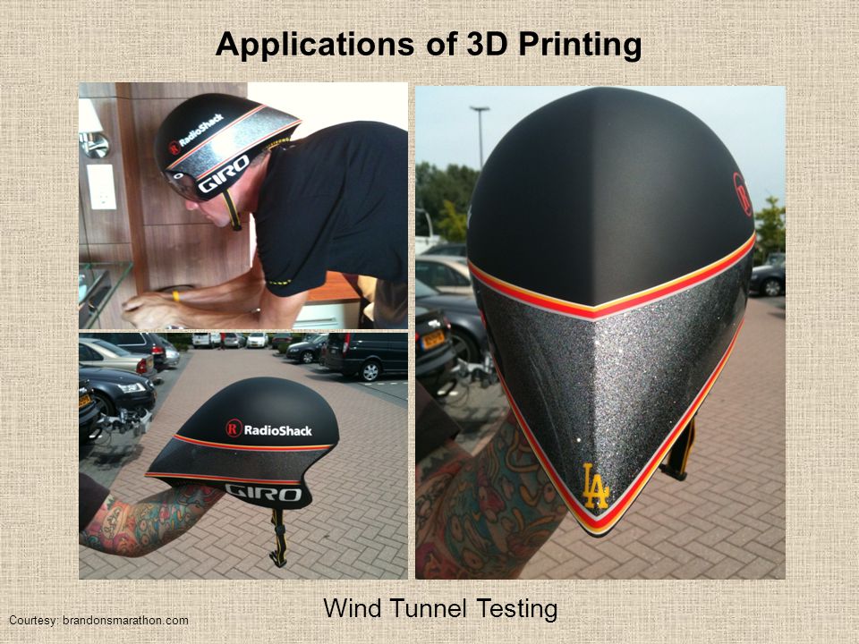 Applications of 3D Printing Wind Tunnel Testing Courtesy: brandonsmarathon.com