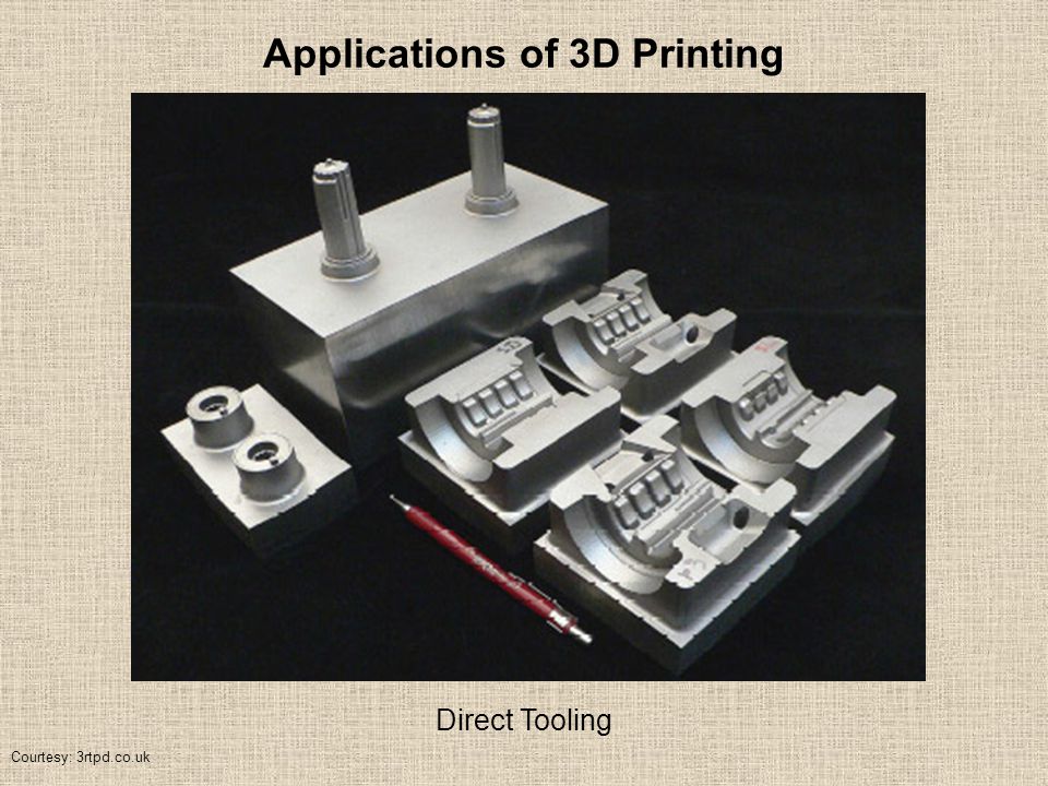 Applications of 3D Printing Direct Tooling Courtesy: 3rtpd.co.uk