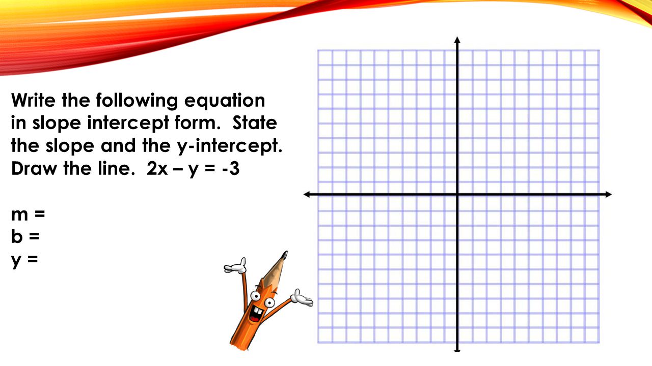 Write the following equation in slope intercept form.