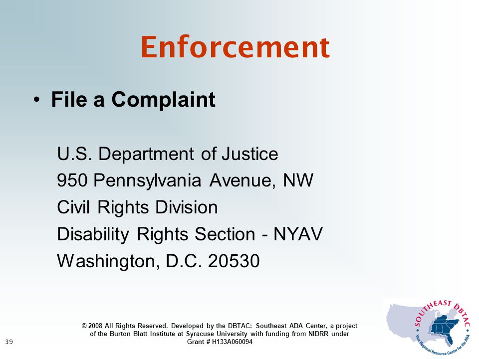 39 Enforcement File a Complaint U.S.