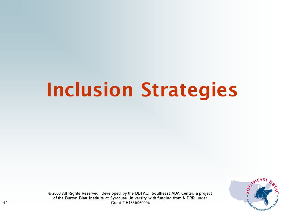42 Inclusion Strategies © 2008 All Rights Reserved.