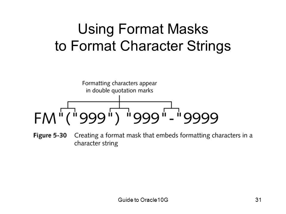 Guide to Oracle10G31 Using Format Masks to Format Character Strings
