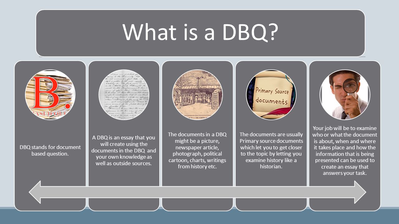 What is a DBQ. DBQ stands for document based question.